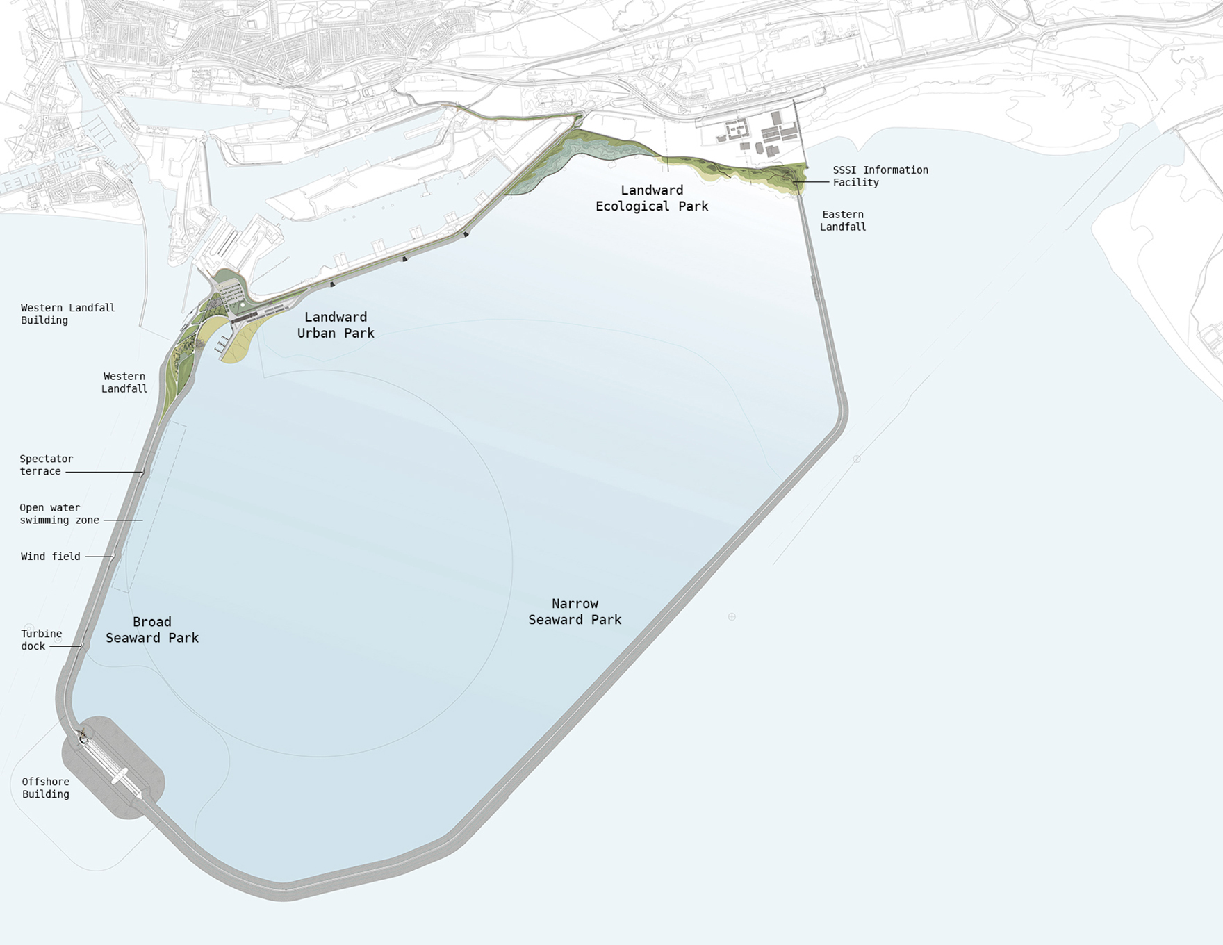 Swansea Bay Tidal Lagoon Watersports Hatchery Masterplan Drawing L
